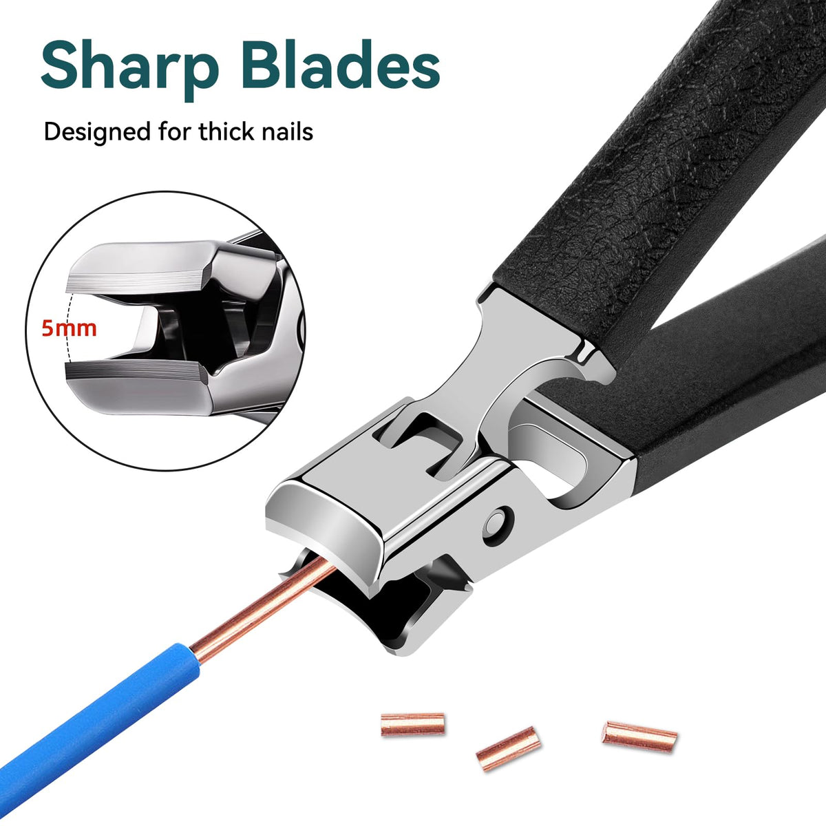 Leikedun Nail Clippers for Thick Nails, Toenail Clippers for Thick Nails, Large Handle Toe Nail Clippers,Heavy Duty Toe Nail Clippers for Men and Women (Black)