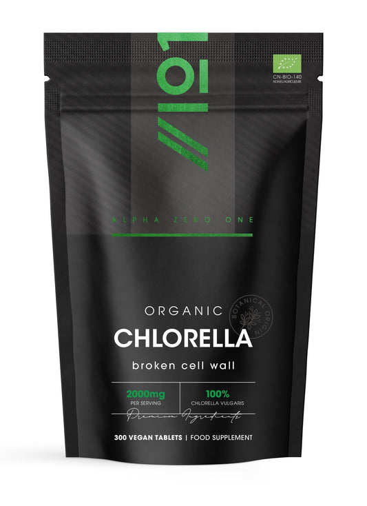 ALPHA01 Organic Chlorella 2000mg – 300 Vegan Tablets – Broken Cell Wall – Pure Formula Supplement with no Additives – Resealable and Recyclable Pouch – by Alpha01