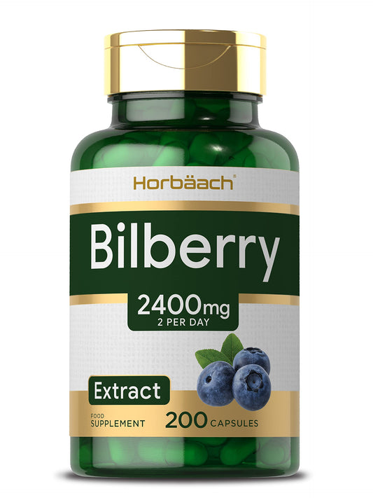 Bilberry Extract Capsules | 2400mg | 200 Count | Vegan Supplement | by Horbaach