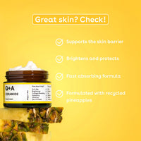 Q+A Ceramide Barrier Defence Face Cream (50g), Hydrating Moisturiser with Pineapple Ceramides, Pro Vitamin E and Squalane, Natural Face Care, Fragrance Free Skincare, Brightening Face Cream