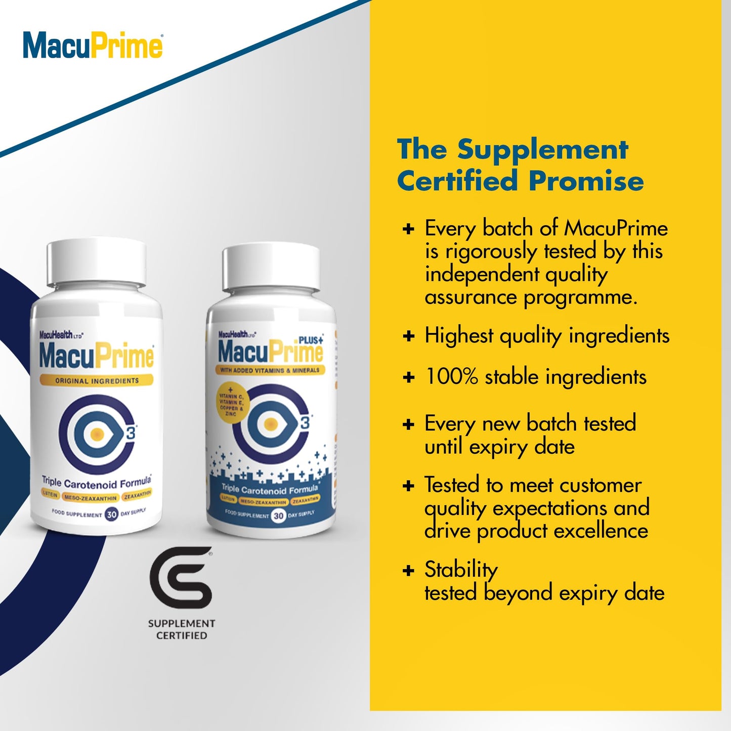 The Eye Doctor MacuPrime Eye Health Supplements – Triple Carotenoid Formula Food Supplement to Support Normal Vision – Lutein, Meso-Zeaxanthin & Zeaxanthin, 90 Capsules – 3 Months Supply