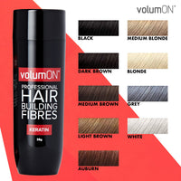 Volumon Professional Hair Building Fibres- Hair Loss Concealer- KERATIN- BLACK 28g- Get Upto 30 Uses