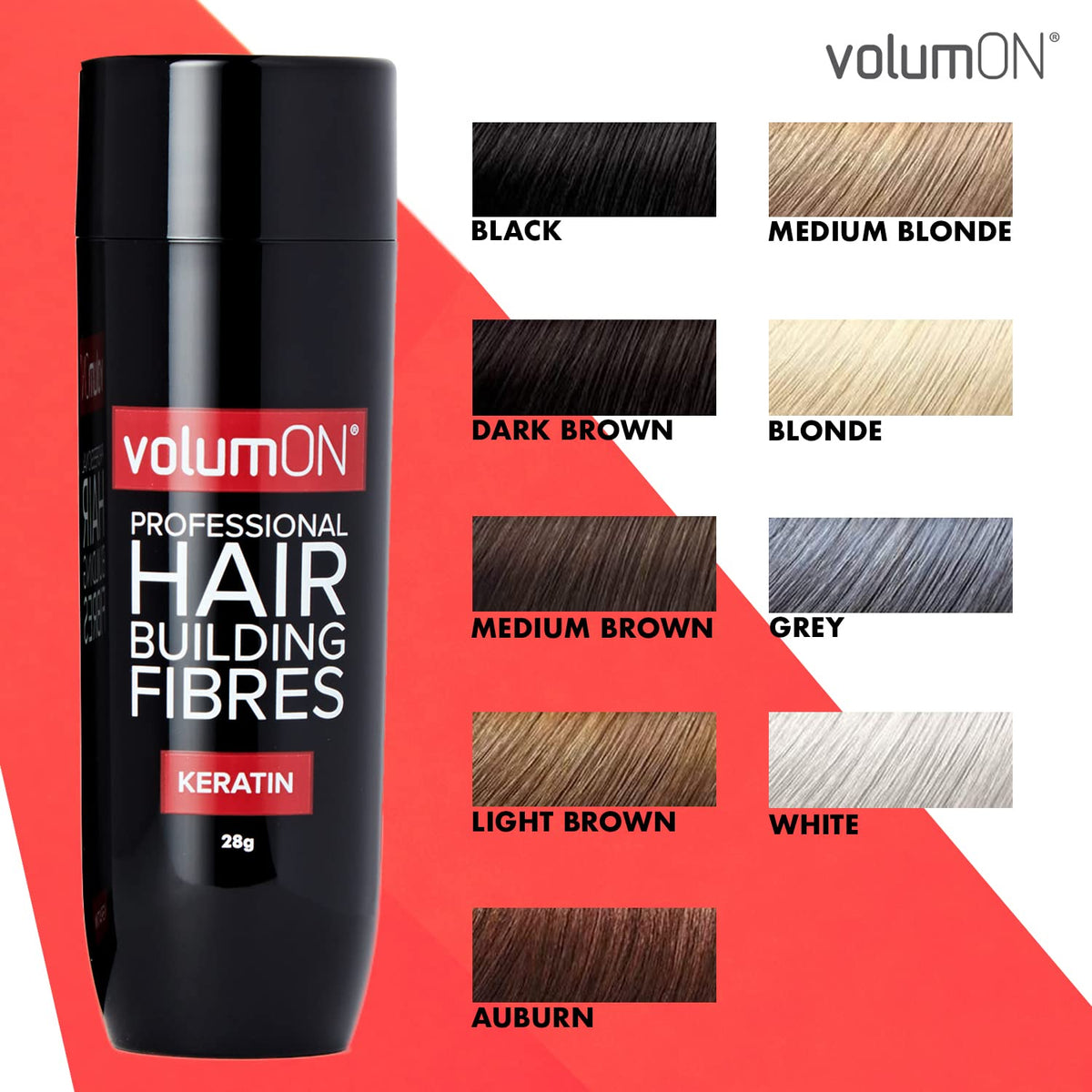 Volumon Hair Fibres VOLUMON Keratin Hair Building Fibres for Thinning Hair - Instantly Conceals Thinning Areas for Fuller Thicker Hair - For Men & Women 28g PLUS Hairline Optimiser & Applicator (Medium Brown)