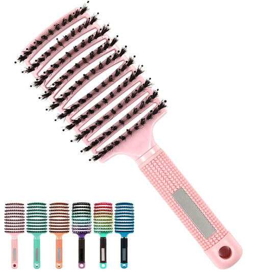 Cappuvini Pop Brush Magic Detangling Hair Brush, Detangle Hair Brush for Women and Kids, Boar Bristle Hair Brush, Paddle Hair Brush Detangler for Blow Drying, Wet Hair, Long, Thick, Curly (Light Pink)