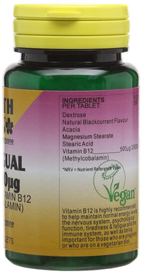 Health Plus Sublingual Vitamin B12 500µg (Methylcobalamin) : Vitamin B12 Supplement : 90 Tablets