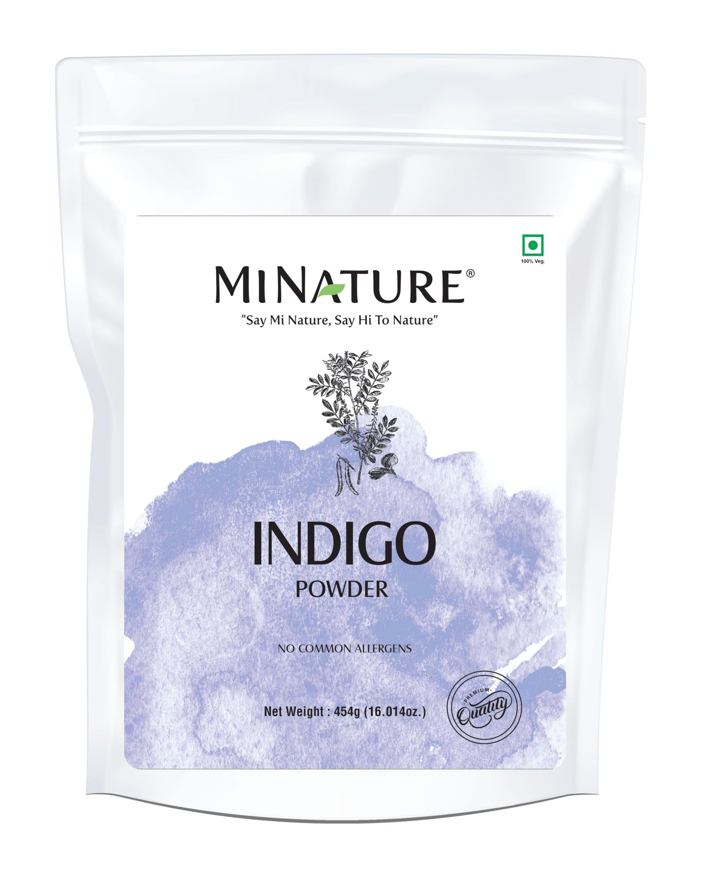 minature mi nature Indigo Powder (Indigofera Tinctoria)| For Hair | Hair Dye color| Ideal for Natural Black Colour |Pure & Natural with No Preservative| Made in India| (454g / 16 ounce)