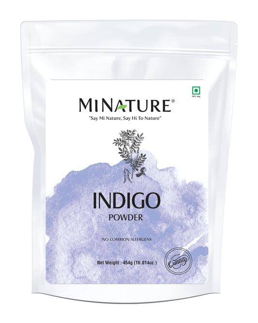 minature mi nature Indigo Powder (Indigofera Tinctoria)| For Hair | Hair Dye color| Ideal for Natural Black Colour |Pure & Natural with No Preservative| Made in India| (454g / 16 ounce)