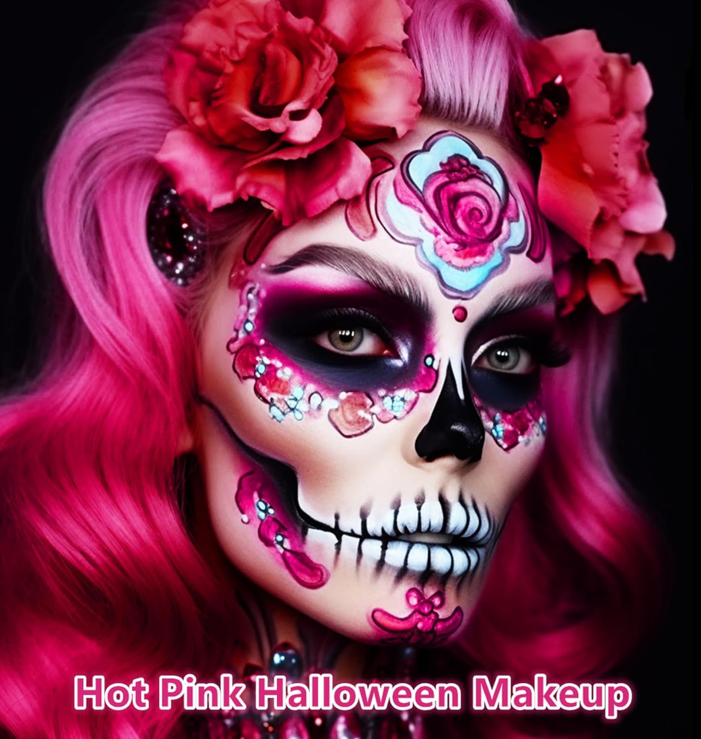 Go Ho 6 Colors Hot Pink Face Body Paint,Cream Washable Formula Face Paint for Halloween Cosplay,Body Paint SFX Makeup Palette,Professional Face Paint Makeup