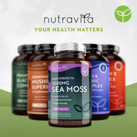 5000mg Sea Moss Tablets - 400 Irish Sea Moss Vegan Supplements for 6.5 Months of Supply, Contributes to Normal Energy-Yielding Metabolism, Skin & Cognitive Function (EFSA) Made in The UK by Nutravita