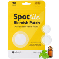 PIBULAB SpotLite Pimple Patches – Pack of 36, CICA & Tea Tree Oil Hydrocolloid Spot Patches, Invisible Face Dots for Spot & Acne Treatment, Fast-Acting, Korean Skincare, Stocking Filler Gift Idea, 10 & 12mm