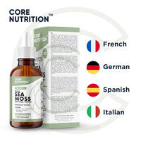 Irish Sea Moss Supplement Liquid Drops - High Strength of 96,000mg per 60ml Bottle at 4X Concentration - Vegan - 2 Month Supply of Premium Sea Moss Extract - Made in UK by Core Nutrition (Single Pack)