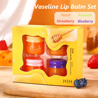 HERBENJOY Lip Balm Set, Moisturizing Lip Balm Multipack Fruity Flavoured Chapstick, Honey Bottel Shape Hydrating Lip Mask - Peach, Blueberry, Strawberry, Avocado Lip Balms For Moisturize Anti-Cracking