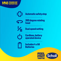 Dr. Scholl's Scholl ExpertCare 2-in-1 File & Smooth. Dual Speed Pedi Electric Foot File for Hard Skin and Callus Removal. Batteries Included