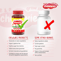 Multivitamins - Chewable Gummies- Vegan, Vegetarian, Halal, Sugar Free & Gluten Free, Non-GMO - for Adults and Children Packed with Essential Vitamins and micronutrients by Chewwies Vitamins