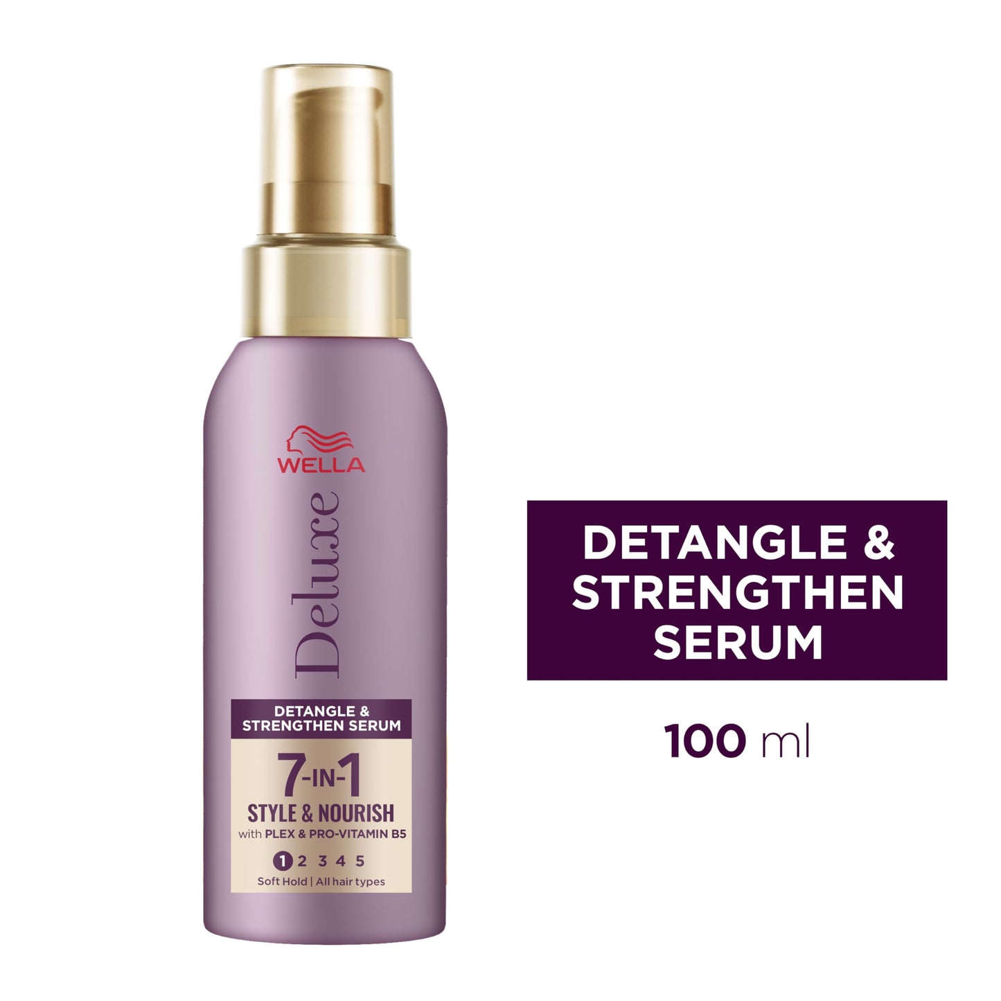 Wella Deluxe Detangle & Strengthen Serum | Anti-frizz | Hydrating | With Tapioca Starch |For All Hair Types | Plex & Pro-vitamin B5 | Flexible Hold | 7-in-1 Style & Nourish, 100ml