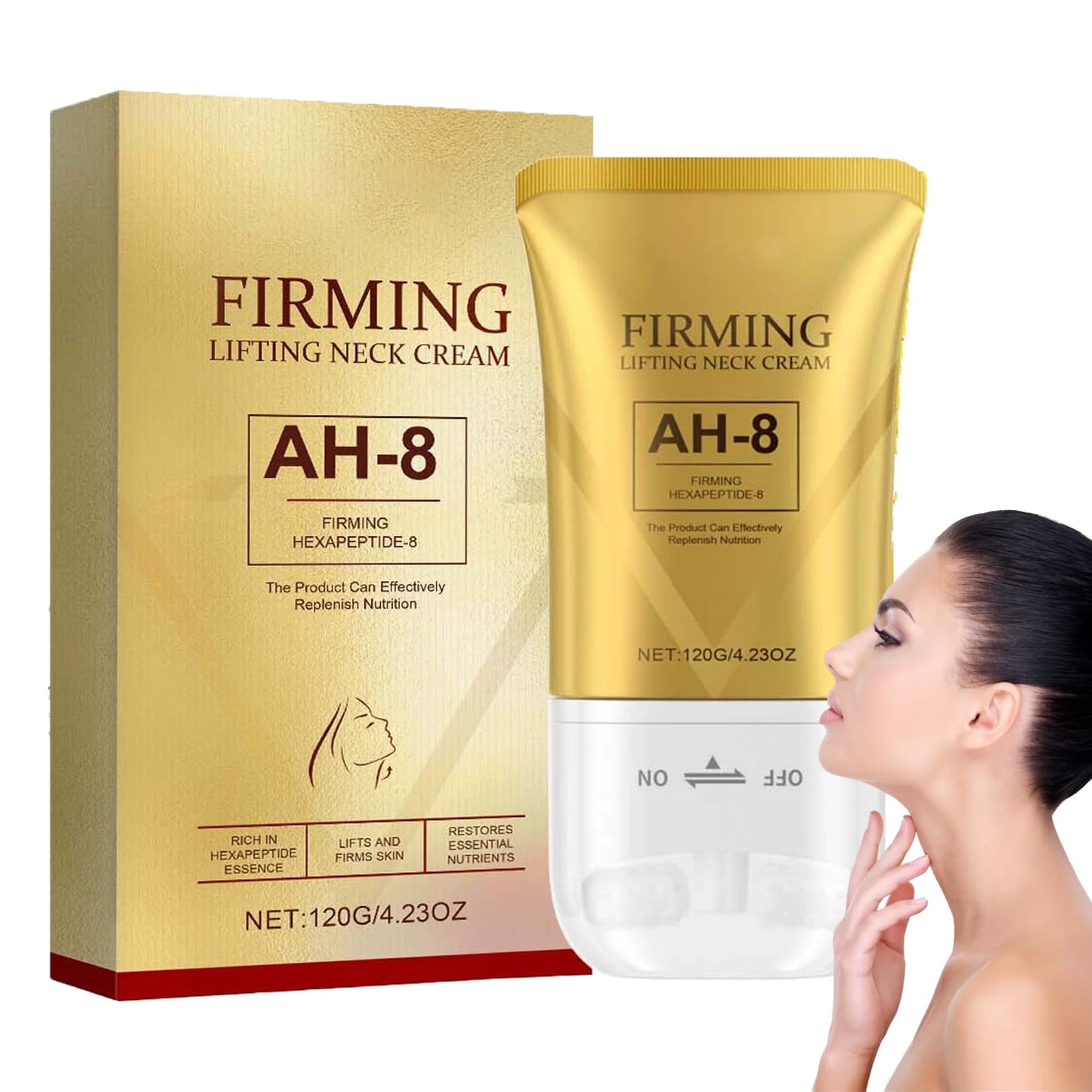MEITREND Ah-8 Firming Neck Cream,Neck Firming Cream with Roller,Firm and Lift Neck Cream for Sagging Skin,Fade Fine Lines & Wrinkle,Neck Tightening Cream,Reduce Double Chin & Moisturizing,Tighten and Lift