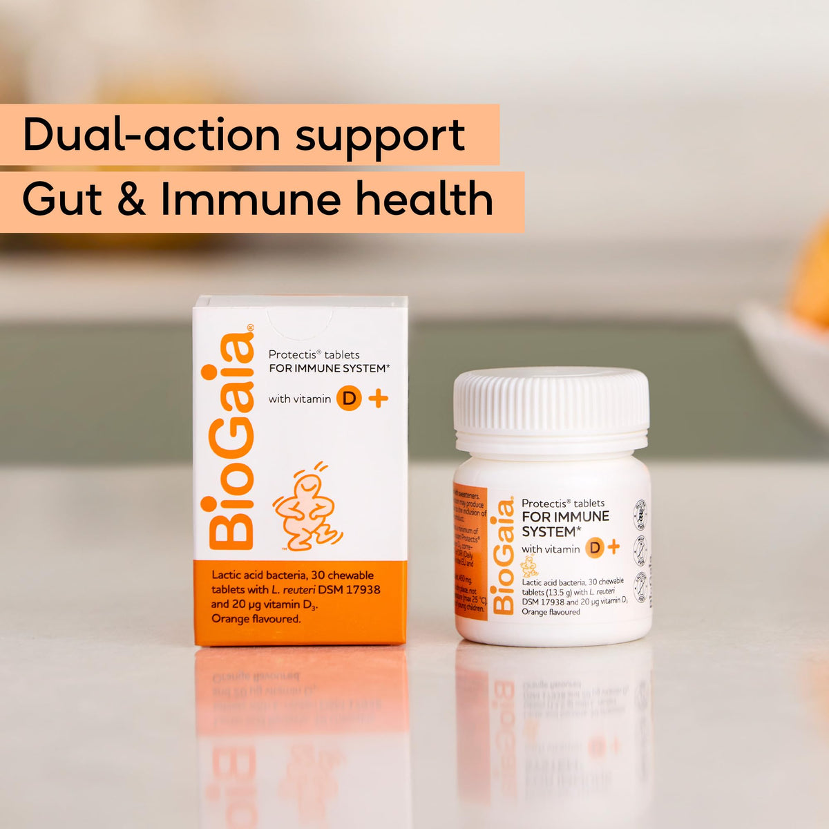 BioGaia BIOGAIA Protectis Probiotic Tablets with Vitamin D3, Orange Flavoured, 30 Tablets