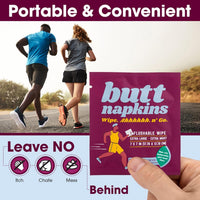 Drankful Butt Napkins - Water-Based Flushable Wipes, Individually Wrapped, For On-The-Go & Travel, Running, Camping, Festivals. Unscented & Hypoallergenic, Adult Sized (Running, 5 Count (Pack of 1))