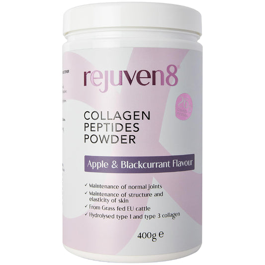 Rejuven8 Collagen Peptides Powder 400g Apple & Blackcurrant - 26g of Collagen and 24g of Protein Per Serving - Grass Fed Bovine Collagen Powder for Women & Men - Protein Collagen Powder
