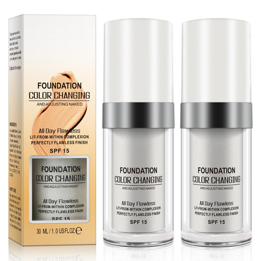 Generic 2 Pack Color Changing Foundation, Liquid Foundation For Aging Skin, Face Cover Concealer Foundation, Long-lasting Moisturizing for Natural Nude Base, Makes Skin Tone Smooth and Even - 30ml