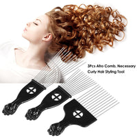 Anself *s 3Pcs Afro Combs, Professional Metal African American Hair Comb for Hairdressing Styling Tool