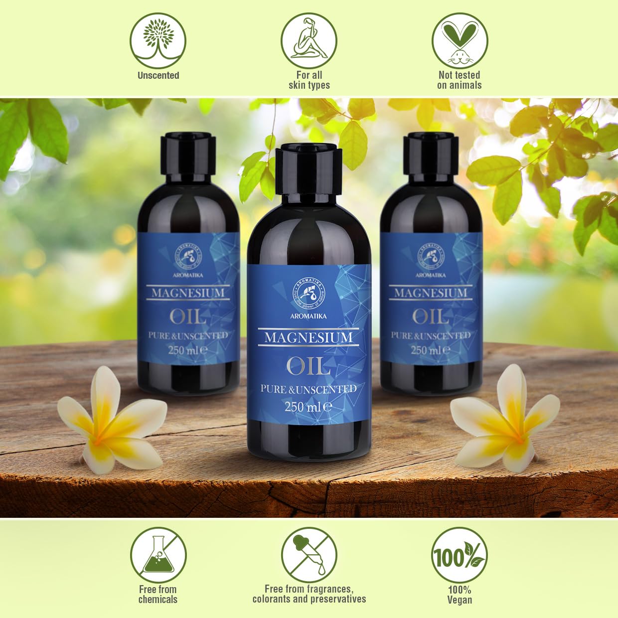 AROMATIKA trust the power of nature Magnesium Oil 250ml - Pure and Unscented Magnesium Oil - Relaxing Oil - Soothing & Relieves Fatigue - Body Care - Hair Care - Skin Hydrating - Massage - Wellness - Beauty