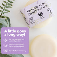 Lavender Lime Hair Conditioner Bar, Natural Hair Care Bar for Frizzy Hair, Vegan Hair Bars, Plastic-Free, No Chemicals & Preservatives, Up to 80 Washes, 60g - The Natural Spa
