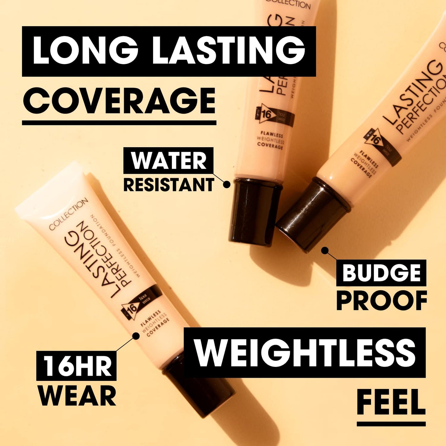 Collection Cosmetics Lasting Perfection, Weightless Matte Foundation, Waterproof and Transfer-proof, 30ml, Warm Beige