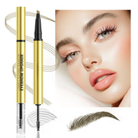 Oruagmel Eyebrow Pencil, Microblading Eyebrow Pen with 4 Fork Tip, 2-In-1 Dual-Ended Eye Brow Pencil with Gel, Precise Brush Create Natural Hair-Like Brows, Waterproof, Last All Day, Defined (Dark Brown)