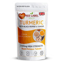 Red Label Health Turmeric 2620mg - 200 Tablets with Black Pepper and Ginger - High Strength Turmeric Supplements Not Turmeric Capsules - 95% Curcumin | Vegetarian | Vegan | Made in UK.