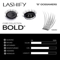 Lashify Bold 14mm Gossamer DIY Eyelash Extensions Refill, Black, Easy False Eyelashes for a Natural Look