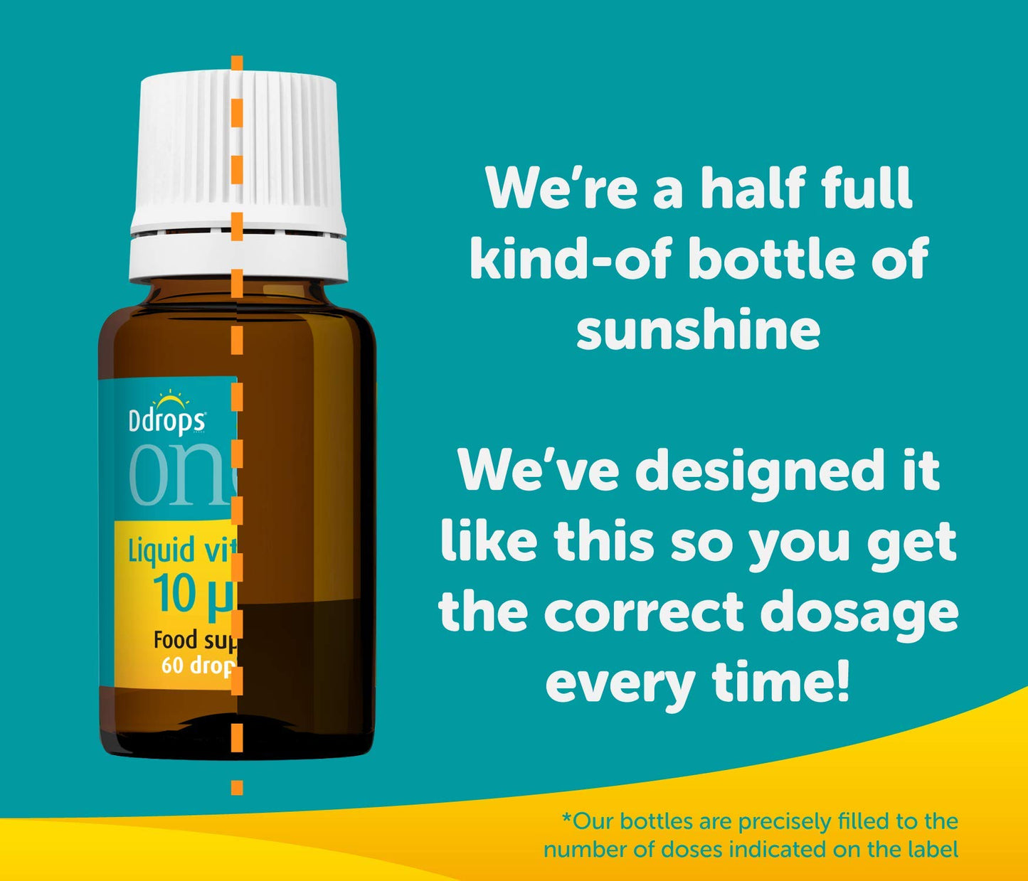 Ddrops One 10 µg 60 Drops - Daily Vitamin D3 Supplement for Kids & Adults. Support Bone Health & Immune System - No Large Capsules, No Preservatives, Non-GMO, Allergen-Friendly