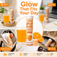 Ayaani Glow Orange Glutathione Beauty Drink | 1000mg Gluta + C with Glutathione 500mg + Vitamin C 500mg | Skin Glow, Brightening, Radiance & Even Tone | Zero Sugar, No Fillers | 20 Tablets