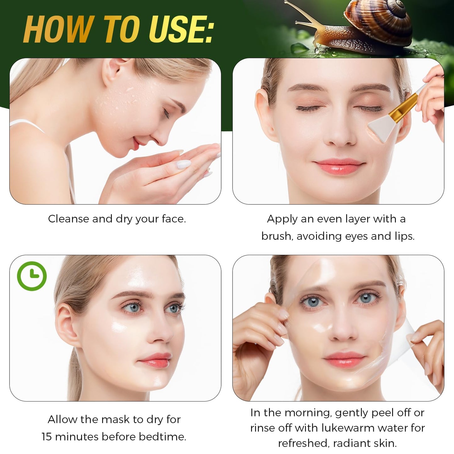Onznoz Snail Mucin Sleeping Mask, Natural Snail Mucin Extract, Night Wrapping Mask, No-Wash Sleep Mask, Anti-Wrinkle, Deeply Hydrates, Soothes Skin, Smooths, Firms Skin Overnight 75ml