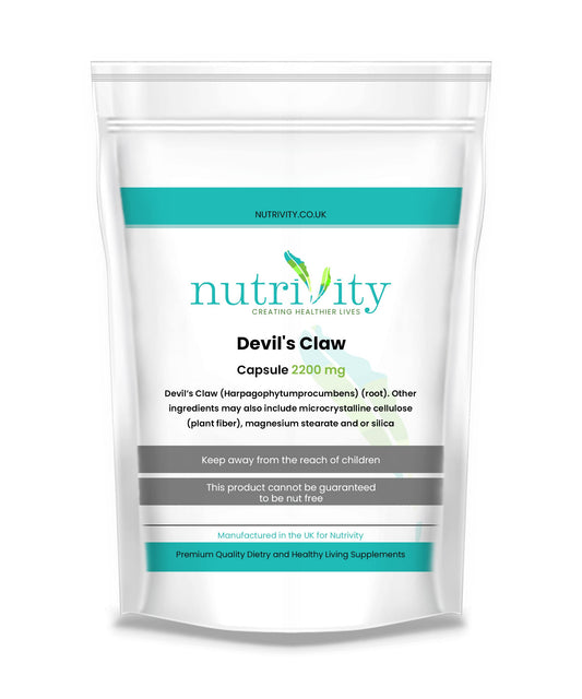 Devil's Claw 2200mg Joints Aches Support Supplement by Nutrivity 30 Capsules