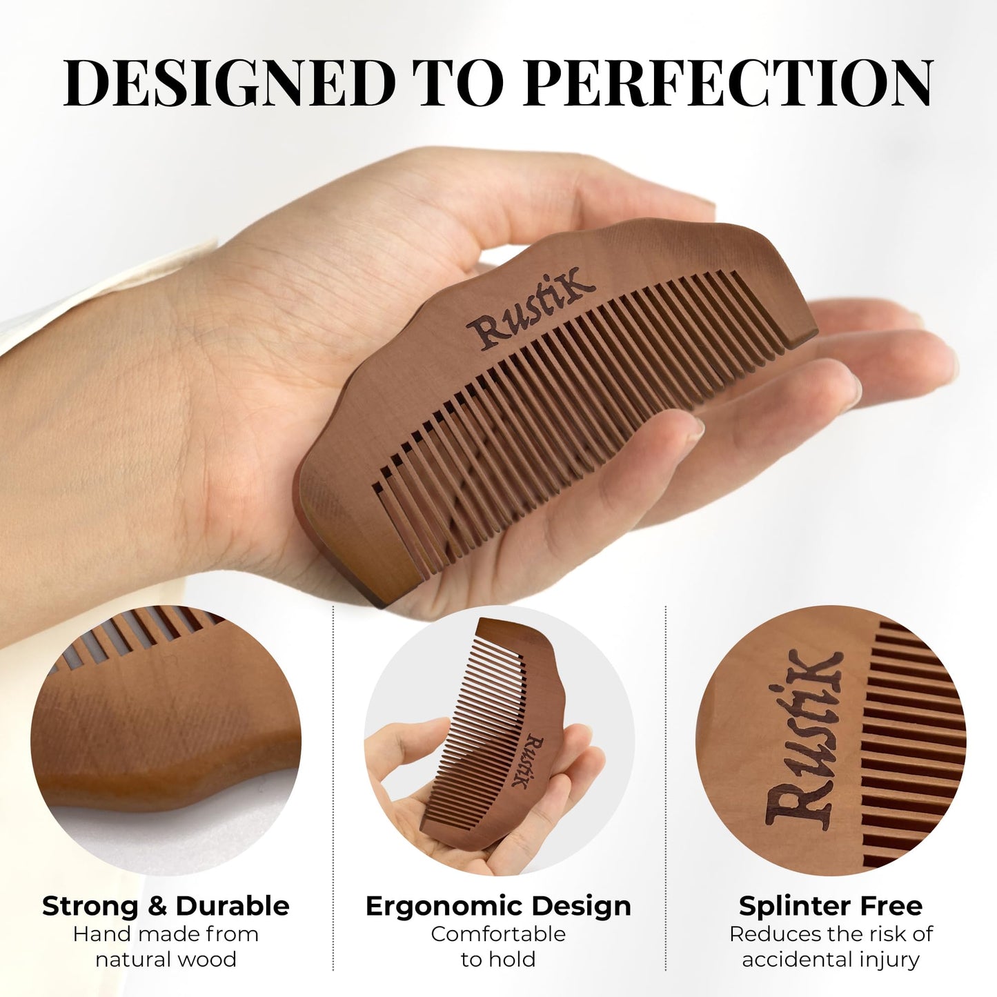 Wooden Labour Comb by RustiK, Natural Pain Relief, Splinter Free Pear Wood, Acupressure, Can be used with Birthing, Labor, Anxiety, adhd, Autism or Pain/Stress Situations. Squeeze/Fidget.