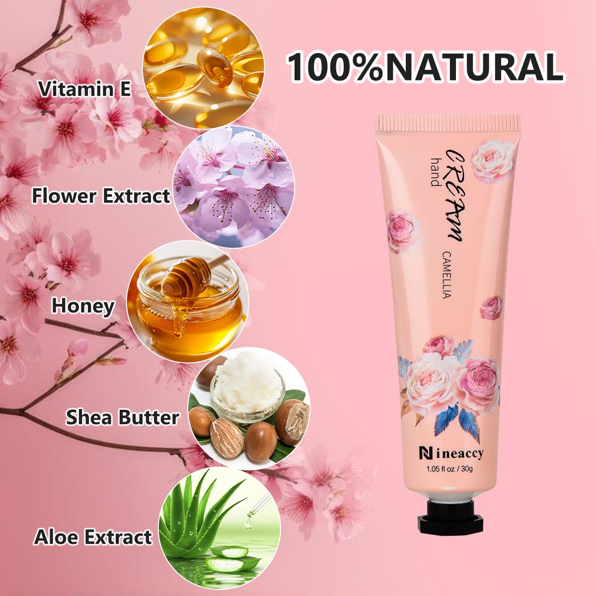 Nineaccy Floral assorted Hand Cream Set, 5 x 30ml，Pack of 5，Friendly to all skin，Gifts for Women, Mother's Day Gifts