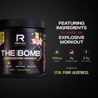 Reflex Nutrition The Muscle Bomb Caffeine Pre Workout Powder - 350mg Caffeine, 9g Citrulline Malate, 2.5g Beta Alanine - Energy, Pump & Focus for Explosive Workouts (Twizzle Lolly, 400g, 20 Servings)