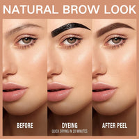 HERBENJOY Tattoo Brow Peel Off Eyebrow Gel,Peel Off Eyebrow Gel Tint with Exclusive Brush Head,Semi-Permanent Colour EyebrowDye,Waterproof Brow Tint Built-in Precise Applicator,Lasts Up 3 Days Dark Brown
