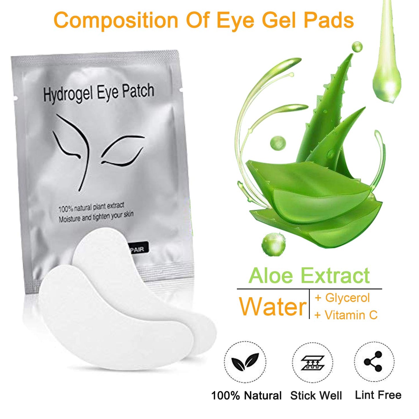 Under Eye Gel Pads, Jiasoval 50 Pairs Isolation Eyelash Extension Pads Lint Free Eyelash Patches, Under Eye Patches Hydrogel Eye Pads For Lash Extensions