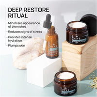 VIVE Menopause Perimenopause Skin Therapy - Deep Restore Ritual - Recovery Serum + Day Face Cream + Night Cream Recovery - Anti Blemish Treatment - Anti Inflammatory - Face Cream for Mature Skin