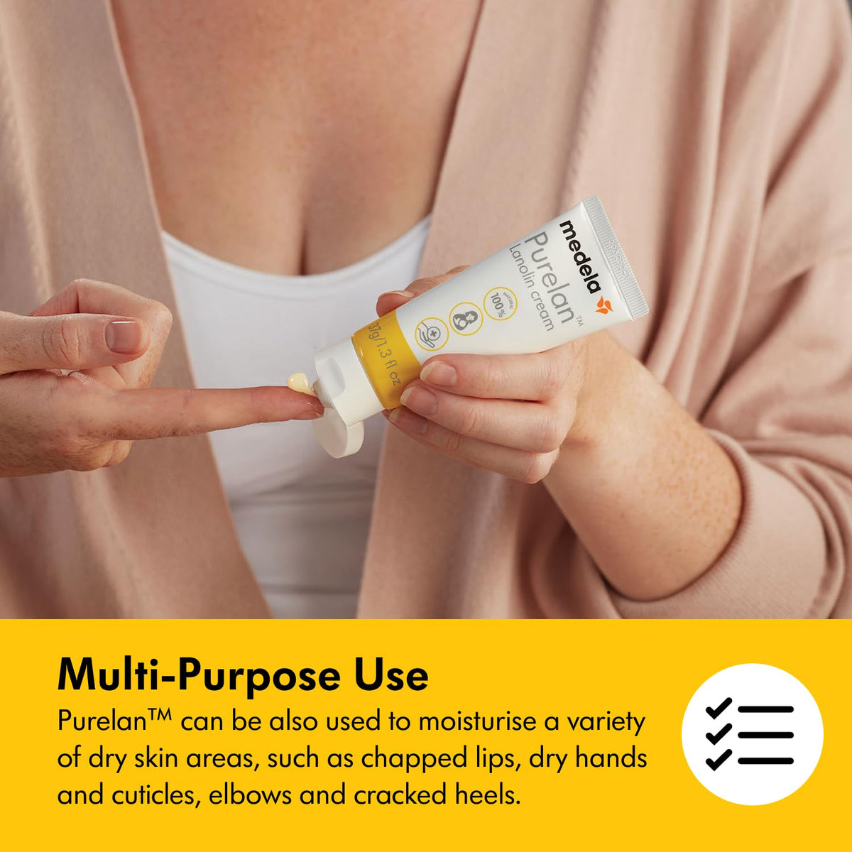 Medela Purelan Lanolin Nipple Cream, Fast Relief for Sore Nipples and Dry Skin, Made with Natural Ingredients, Hypoallergenic and Dermatologically Tested, Formulated Without Fragrance, 37 g