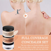 SHEBEEDO Tattoo Cover Up Makeup Waterproof, Tattoo Concealer Full Coverage, Natural Tattoo Makeup Cover Body Makeup for Scars，Tattoo Cover Up Set，Bruise Cover Up，Suitable for Men and Women(2pcs)