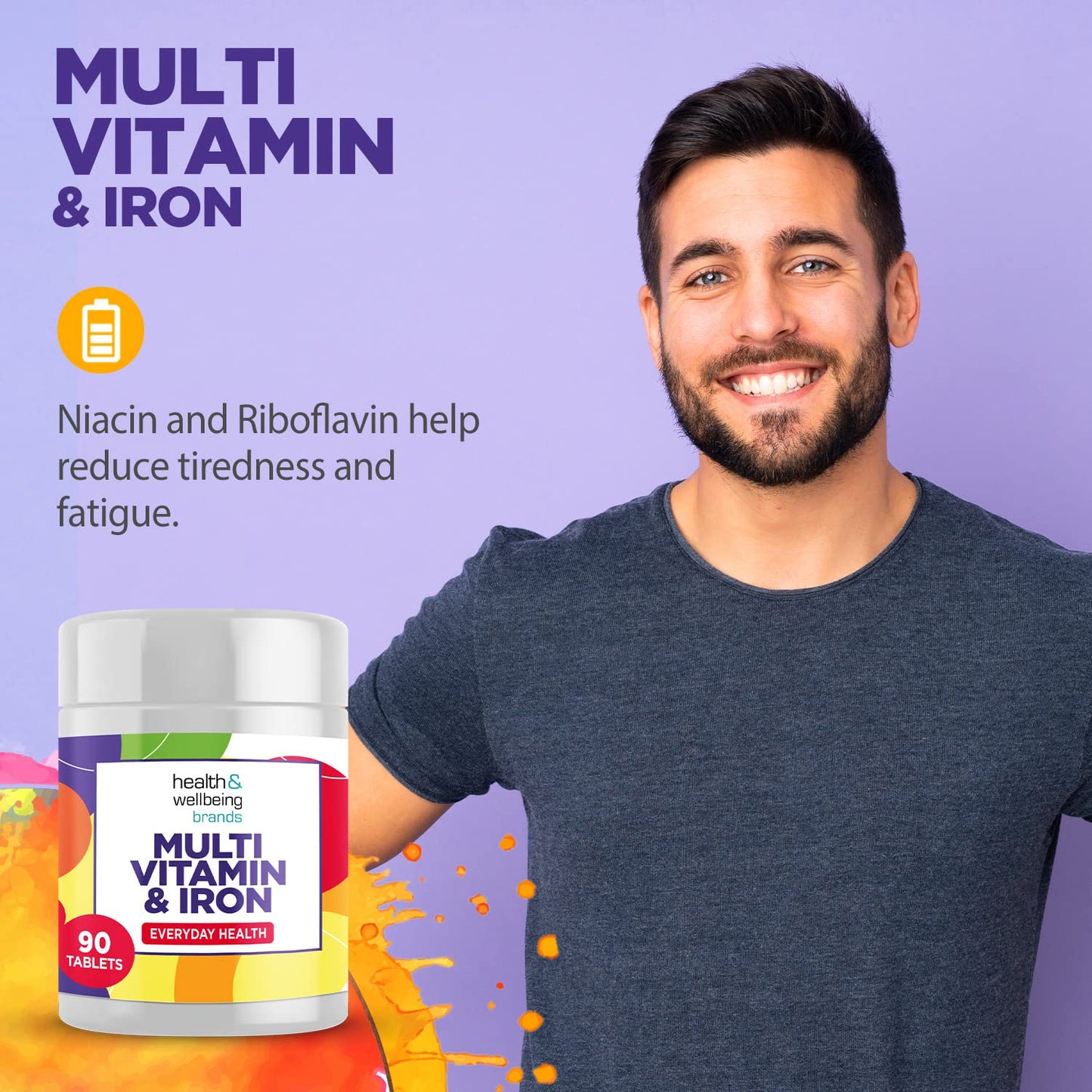Club Vits Multivitamin & Iron (180) 2 x 90 Easy to Swallow Tablets (180) with Vitamins A,B,D,C,E and Minerals, One a Day, Support for Immune System,