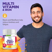 Club Vits Multivitamin & Iron (180) 2 x 90 Easy to Swallow Tablets (180) with Vitamins A,B,D,C,E and Minerals, One a Day, Support for Immune System,