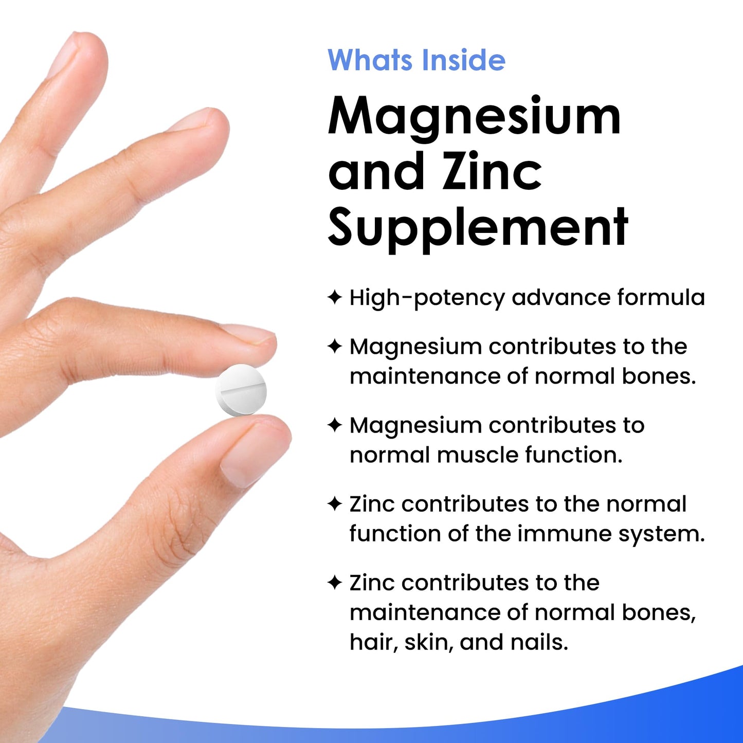Magnesium Supplements 516mg - 120 Magnesium Tablets Supports Muscle Bone Health, Energy - High Strength Magnesium and Zinc Supplements Easy to Swallow Sleep Supplement (not Capsules) Vegan, UK Made