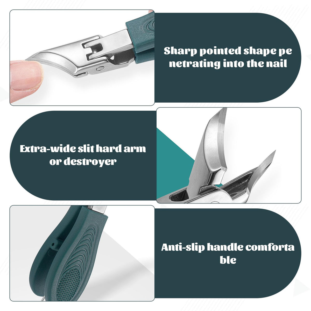 Miiqxx Wide Jaw Slanted Nail Clippers 3 Set of Eagle Beak Nail Clip pers Angled Nail Clipp ers Eagle Beak Beveled Nail Clippers Wide Jaw Opening Anti-Splash Slanted Nail Clipper for Thick Nails, Ingrown Care
