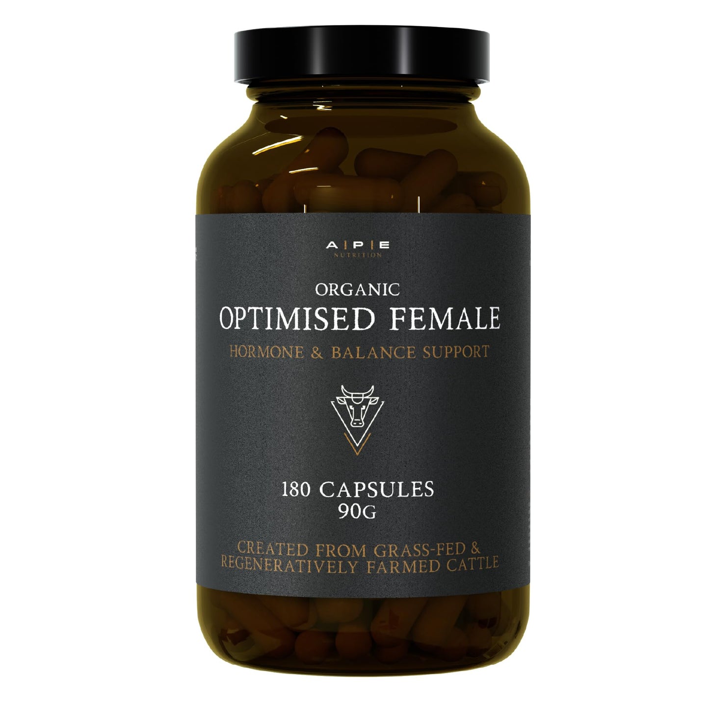 A | P | E APE Nutrition Organic Optimised Female | Hormonal & Reproductive Health Support & Balance for Women | 100% Grass-Fed Desiccated Beef Organs | Ancestral Supplements for Women | 180 Capsules