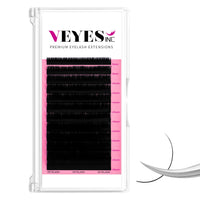 VEYES INC VEYES Classic Individual Lash Extensions 0.03-0.20 C/CC/D Curl 8-20mm Mixed & Single Length Volume Eyelashes Tray, Matte Black, Professional Supplies for Lash Techs (0.03 D 11-16mm)