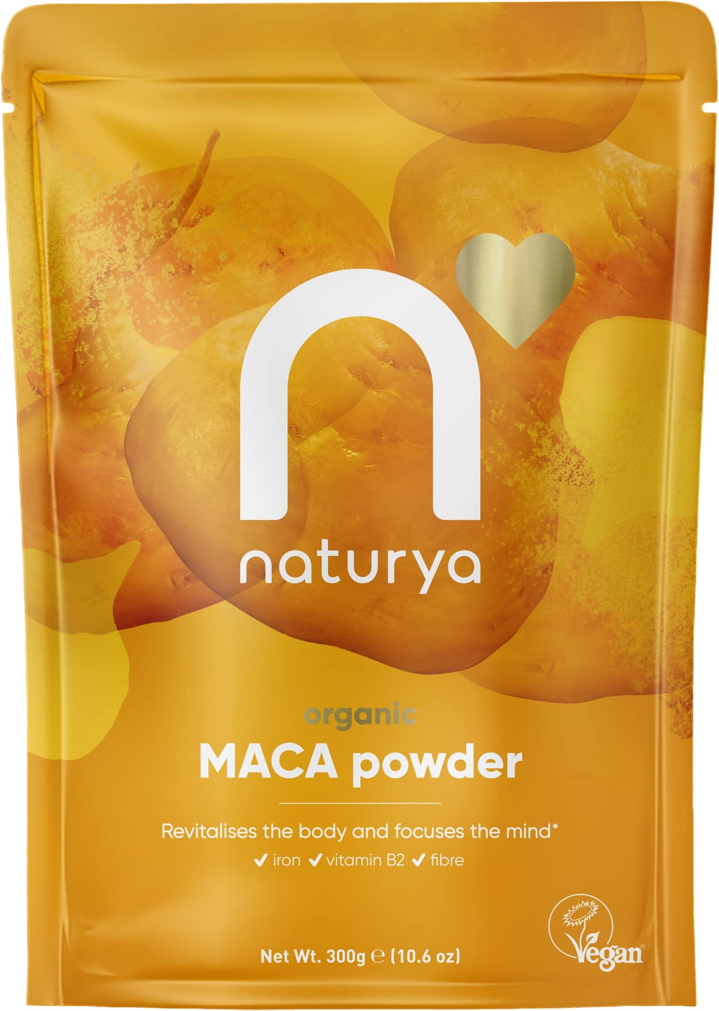 Naturya Organic Maca Powder - High Altitude Peruvian Superfood, Rich in Riboflavin and Iron, Supports Energy and Immunity, Sweet Malty Flavor, Gluten-Free, Vegan, Kosher - 300g